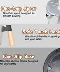Electric Espresso Maker For Home Use No Stove Top Fuss Italian Moka Pot Style Cuban Coffee Maker Portable Electric Cafeteras With Detachable Base 3 Or 6 Cup Silver, showing non-drip spout, safe touch handle, and non-slip base features.
