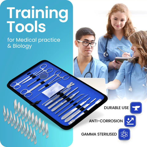 Pro Grade Dissection Kit For Biology Lab And Anatomy Studies With Stainless Steel Scalpel Handle And Blades 38 Piece Set Ideal For Medical And Vet Students Portable Lab Gear For Home Classroom Or Travel, 38-piece case