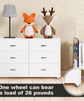 Heavy Duty Rigid Caster Wheels And Mounting Screws, 12 Pack Brown One Inch Furniture Casters shown under dresser with toys.