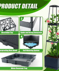 Product details of Two Pack Raised Garden Bed Tomato Planter Box With Trellis showing components and features