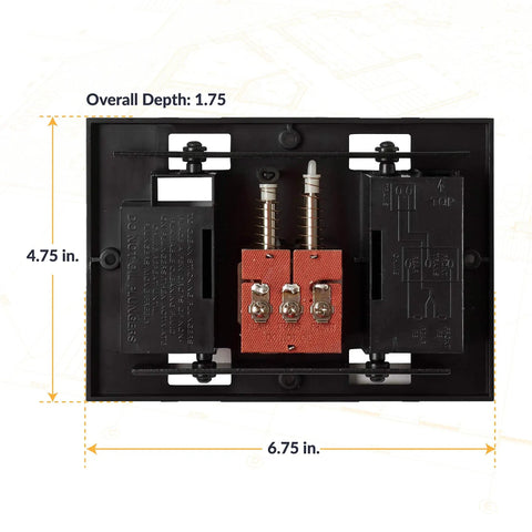 Rock Solid Door Chime Mechanism Assembly For Indoor Home Bells Universal Fit showing wiring terminals and dimensions.