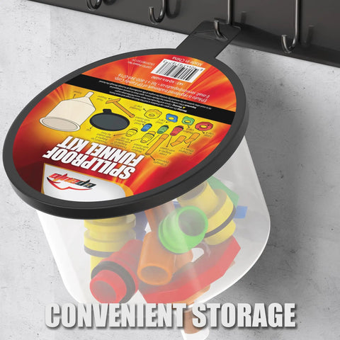 Spill Proof Radiator Coolant Filling Funnel Kit With 5 Inch Extension Bar And 45 Degree Elbow For Reaching Tight Caps, Prevent Spills And Air Pockets, Color Matching Caps For Adapters, Quick Clean Cooling System Fills