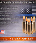 Image of Orange Safety Trainer Dummy Rounds for Dry Fire Practice Ammunition 308 Cal Brass Cased Reusable 5 Pack with USA flag.
