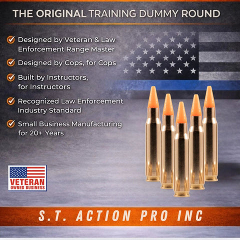 Image of Orange Safety Trainer Dummy Rounds for Dry Fire Practice Ammunition 308 Cal Brass Cased Reusable 5 Pack with USA flag.