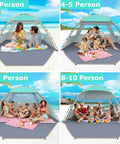 Family Beach Tent Sun Shelter With UPF 50 Plus UV Protection, Easy Setup Portable Shade Canopy for 3 to 10 people on a beach