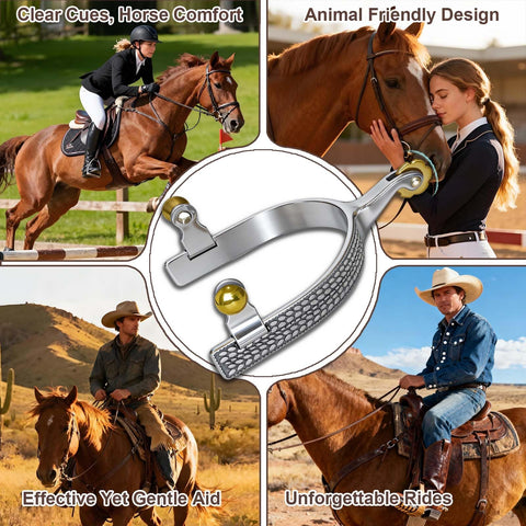 Gentle Roller Spurs With Wheat Engraving And Leather Straps, Stainless Steel English Western Riding Spurs For Men And Women, Safe Cues For Training And Dressage, Trainer Approved Equestrian Gear