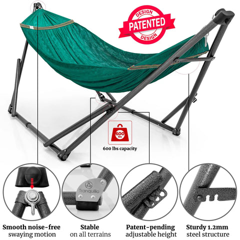 Combo Hammocks With Stand For Outdoor And Indoor Use, Heavy Duty 600 Lbs Capacity, Peacock, Medium, Features Overview