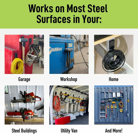 Heavy-Duty Magnetic Hooks For Steel Surfaces Two Size 2.5-Inch And 4-Inch Open Hooks With Easy Release And Non-Slip Grip, 25 Lb Holding Power