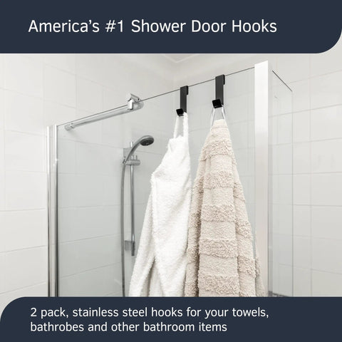 3 Inch Shower Door Hooks Set Of 2 For Frameless Glass Doors Brushed Stainless Steel Non Slip Towel Hooks with towels hanging
