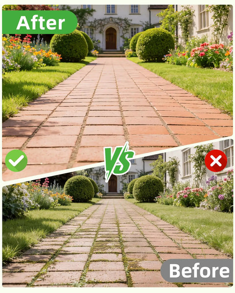 3 In 1 Long Reach Weeder With Stainless Steel Brush And Dual Scrapers, 58.6 Inch Adjustable Handle For Driveways Sidewalks And Lawns, Easily Pull Weeds Moss And Dirt Without Bending Your Back cleaning brick path
