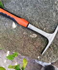 Heavy Duty 28 Oz Rock Pick And Brick Hammer With Pointed Tip And Flat Head Forged Steel Construction Shock Reduction Handle