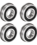 F6202-2RS Flanged Ball Bearing 15x35x11mm Double Sealed Chrome Steel ABEC1 Set Of 4 High Load Low Noise Bearings For Machinery RC Cars DIY Projects And Equipment Maintenance, 4-pack