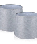 Drum Lampshade Set For Table And Floor Lamps Natural Linen Replacement Shades With Easy Assembly 9.8 Inch Height 2 Pack