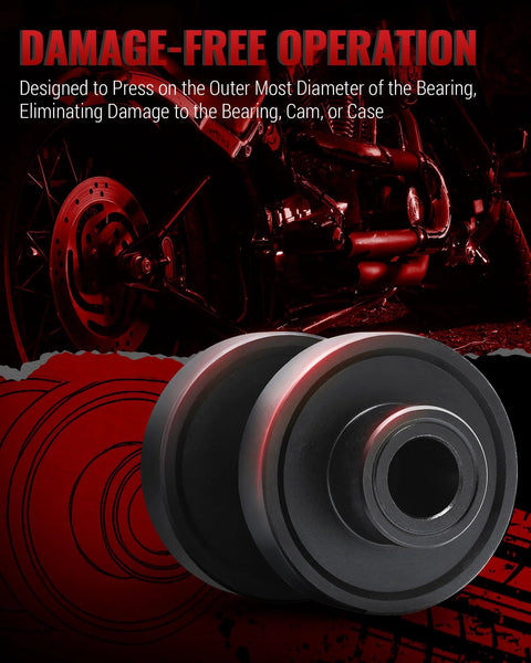 Reywoo wheel bearing puller tool kit for Harley-Davidson motorcycles; supports 3/4 in, 1 in, and 25 mm bearings.