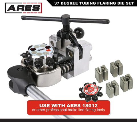 Pro Level 37 Degree Flare Die Set For Brake Line Kits With Seven Fast Swap Forming Dies And Sturdy Turret Base Built To Lay Down Crisp Clean Flares On Standard Brakeline Tubing For Weekend Grinders