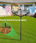 Outdoor Clothes Drying Rack With 4 Aluminum Arms Folding Rotary Dryer 12 Lines Spanning 165 Feet Of Drying Space in backyard