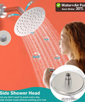 Enga Dual Head Shower System with 4 Body Jets, 16" + 6" Round Shower Head with 2 in 1 Handheld Combo, Ceiling Mounted Shower Jets System Shower Faucet Set, Brushed Nickel, 6" side shower head with water and air fusion.