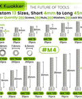 1040 Piece M4 Screws Nuts Bolts Kit 4mm To 45mm 304 Stainless Steel Hex Socket Head Cap Screws And Nuts Set With Washers Lock Washers And Hex Key For Home DIY Projects And Professional Use