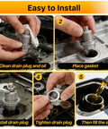Step-by-step installation of Aluminum Oil Drain Plug Crush Washer Kit With 720 Pieces, 18 Sizes M6 To M24 on a car engine