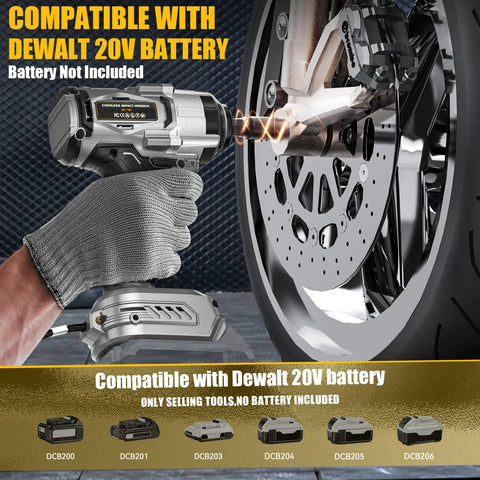 Ecarke 1/2 Inch Cordless Impact Wrench With Brushless Motor And Led Light used for automotive repairs, showing compatibility with Dewalt 20V battery.