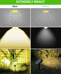 Comparison of light coverage, Solar Spot Lights Outdoor 4 Pack, 700 Lumen IP67 Waterproof Landscape Uplights illuminating plants.