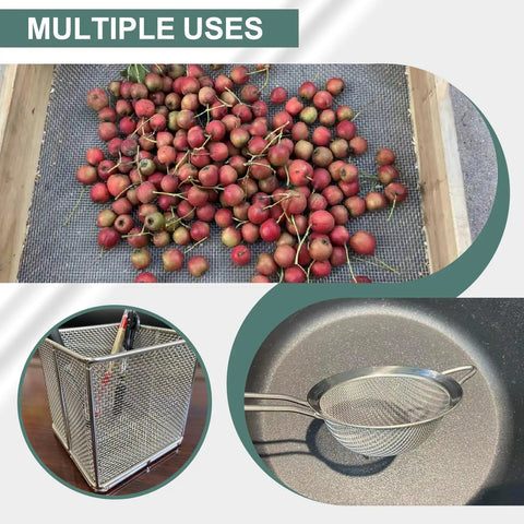 Six Pack 304 Stainless Steel Wire Mesh Screen With 1mm Holes used for fruit drying, utensil holder, and strainer