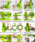 Instruction steps for All In One Button Maker Kit With Interchangeable Button Models Multiple Sizes Circle Cutter Wrench And Free Button Parts Pack For DIY Badges Green 75mm Press.