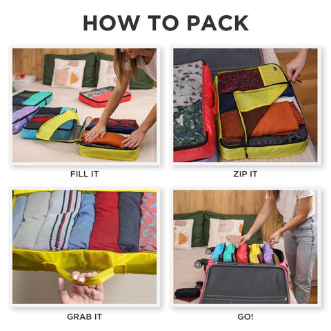 Large Travel Packing Cubes Set Of 5 For Suitcases Lightweight Luggage Organizer Bags With Non Compression Design usage guide.