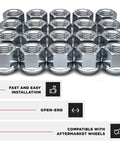 Zinc 1/2-20 Open End Bulge Acorn Lug Nut Heavy Duty 60 Degree Conical Seat For Select Aftermarket Or Factory Wheels 3/4 Inch Hex Cold Forged