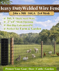 Heavy Duty Galvanized Welded Wire Fence Roll 24 By 50 Feet 2X4 Inch Steel Mesh for livestock pens in a grassy field.