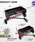 40 Inch Tow Behind Spiker Seeder Combo Aerator And Spreader For Lawn Care, Steel Hopper Broadcast Spreader With Spike Aeration