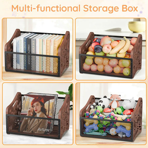 Spacious Wood Dog Toy Basket And Storage Bin For Pets Large Toy Box Keeps Living Room Clean With 10 Gallon Capacity