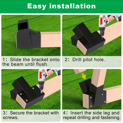 Heavy Duty A Frame Swing Set Brackets With Mounting Hardware DIY End Brackets Fits 4x4 Posts And 4x6 Beams Sturdy Backyard Swing Set Hardware Kit For Easy Assembly