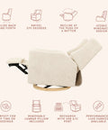 Side view of Glider Recliner With USB Charging And Electronic Control For Nursery, 270 Degree Swivel, almond fabric on wood base.