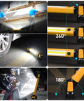 Beast Mode 2500LM COB LED Work Light With 5200mAh Rechargeable Battery showing magnetic mount and adjustable angles.