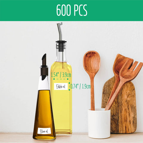 600 Pack White Rectangular Stickers Roll Blank Write On Labels Self Adhesive For File Folders Office School Supplies 1.54 By 0.74 Inches shown on olive oil bottles
