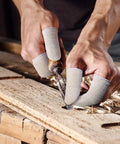 Moisture Wicking Cotton Finger Cots And Toe Sleeves Set For Glove Comfort in use for woodworking, showing no sweat protection.
