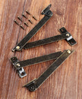 2 Pack Left Side Lid Support Hinges Fold Up Stay Hinges For Wood Boxes Cabinets Jewelry Boxes Toy Chests And Gift Boxes 4.25 Inch By 0.43 Inch Zinc Alloy Durable Hardware on wooden surface with screws