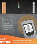 Stud Finder Leveler, Detector, Depth Recognition Detector Tool showing detection of stud center, metal pipes, and AC wire.