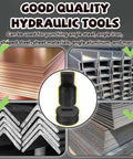 Hydraulic tools with metal sheets and angles, highlighting hydraulic oval hole punch die for metal sheets 10x25mm