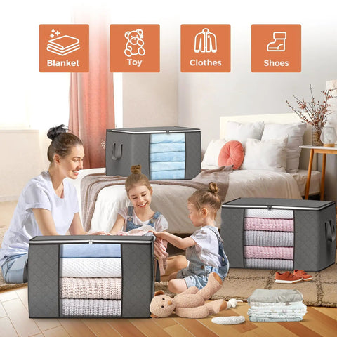 Hella Spacious 90L Storage Bags 6 Pack Heavy Duty Foldable Closet Organizers With Zippers To Keep Your Dorm Room Crisp And Zero Hustle Required Just Pop Everything Inside For Pure Chill