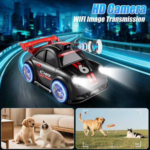 FPV Mini RC Car With Camera And 2.4 Inch Screen, Dual Control Via Remote Or App, 360 Degree Drift Capable, WiFi Image Transmission