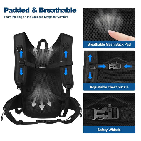 Padded breathable back and chest strap of 10L Ultra Light Hiking Daypack For Men And Women With Chest Strap Compact Mini Backpack For Camping Cycling Travel Water Resistant Tear Resistant Nylon Durable Outdoor Pack