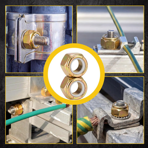 100 Pack 5/8 11 Grade 8 Lock Nuts Nylon Insert Heavy Duty Hardware Bulk Set in various installation contexts.