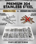 Comparison of Must Have Heavy Duty Cotter Pin Kit 250Pcs Stainless 304 R Clips Hairpin Pins and rusted zinc pins.