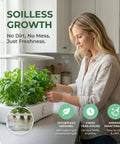 Woman using Smart Soilless Indoor Garden System With 12 Pods Hydroponics Kit Grow Herbs Year Round With 24W Full Spectrum LED Lights