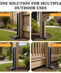 Tough As Nails Fence Post Repair Kit With Heavy Duty Steel Anchor Stakes For Broken Or Leaning 4X4 And 6X6 Wood Posts Quick Fix Support Bracket 11 Gauge One Piece Mender Design 2 Pack for wood fences, mailbox posts, garden pergolas, and deck rails.