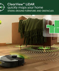 Roomba 105X Robot Vacuum With Smart LiDAR Mapping and Beast Mode Power Lifting Suction shown navigating around furniture.