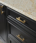 Champagne Bronze Cabinet Handles 10 Pack 3 Inch 76mm Center To Center Traditional Drawer Pulls installed on dark kitchen cabinets
