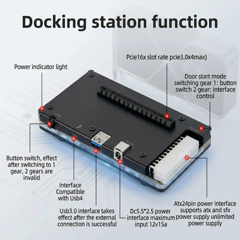 Level Up Your Rig With This Plug And Play External Gpu Enclosure Thunderbolt 4 Usb4 Pcie 16X Dock showing docking station features and ports.